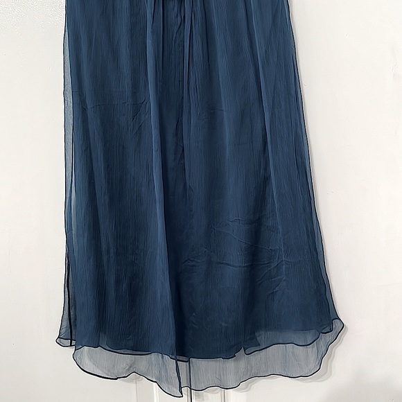 Amsale Silk Teal One Shoulder Strap Dress - Picture 7 of 14